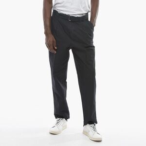 Officine Generale Luigipleated belted black pants black cotton
